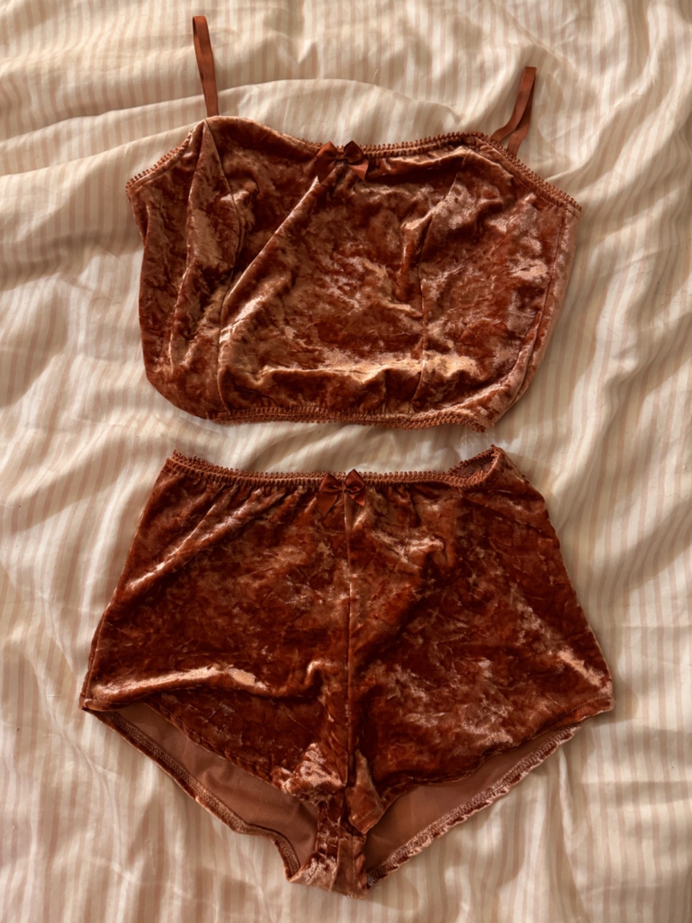 Velvet Rust Pink Pajama Set - Picture 3 of 3